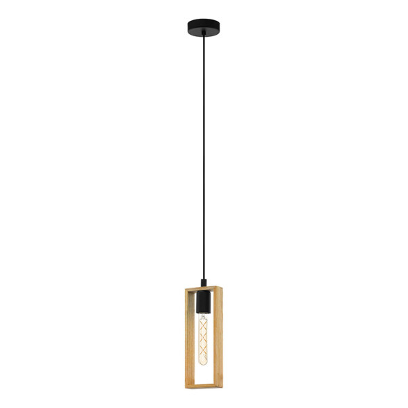 Lámpara colgante E27 rectángulo d/madera LITTLETON EG6242