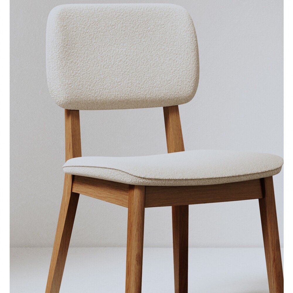 Silla de Comedor Classic - Línea Manhattan - Tela Bouclé/Natural