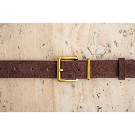 Cinto Cuero Hebilla Cuadrada Berenjena