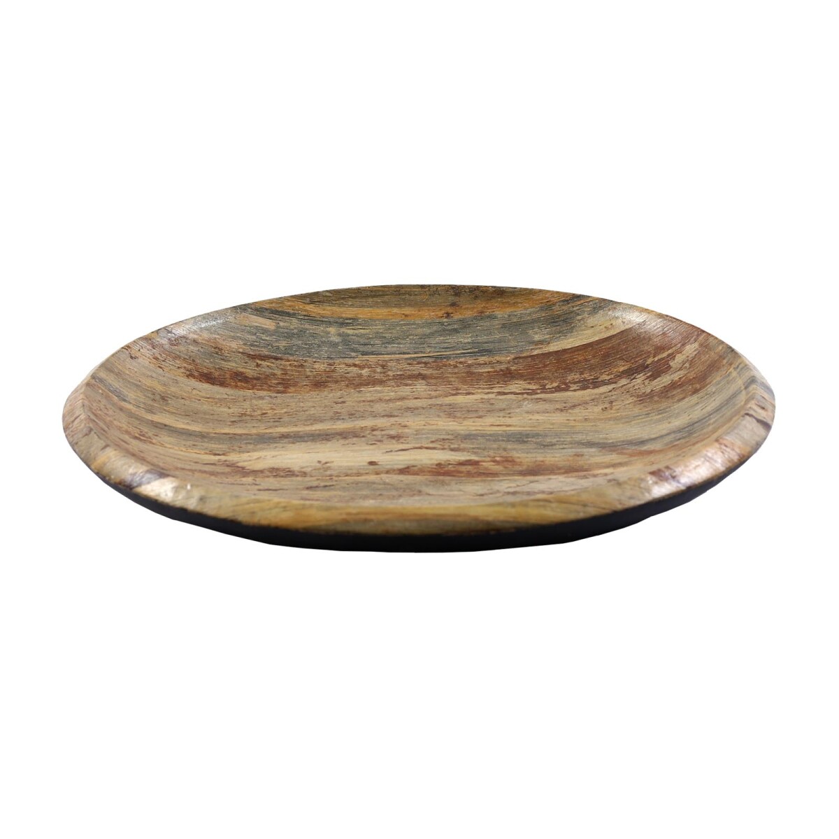 PLATO DECORATIVO MARMOLADO - TERRACOTA MARRON MARRÓN/NEGRO 