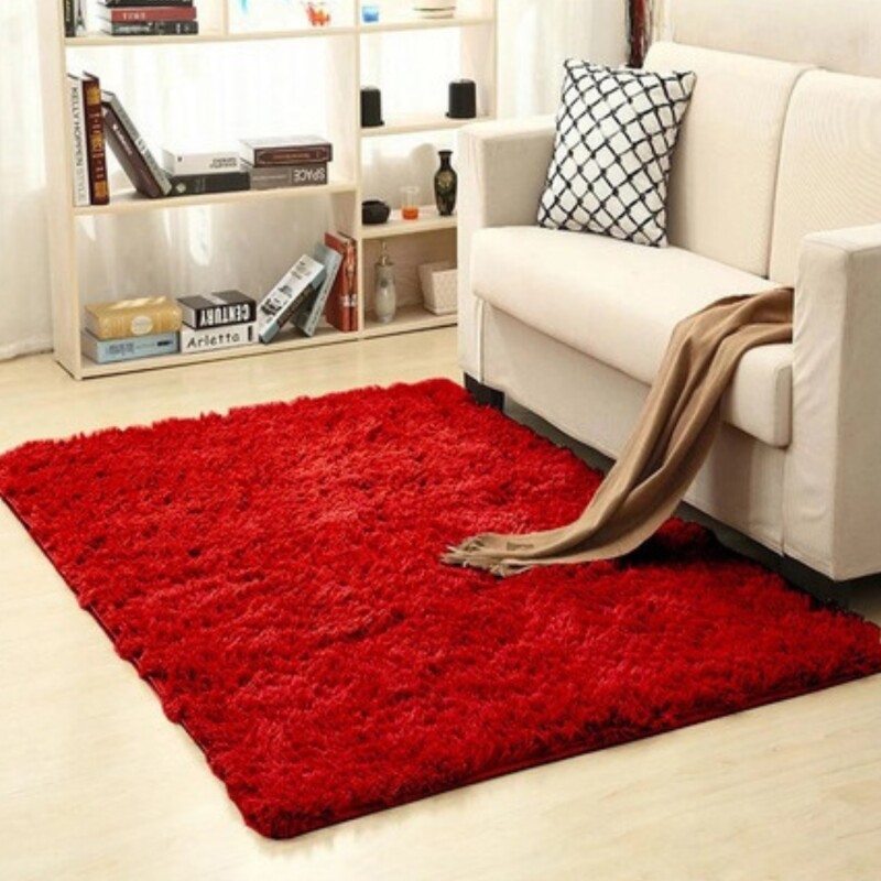 Alfombra Peluda Shaggy de 2.0 x 2.5 m Rojo