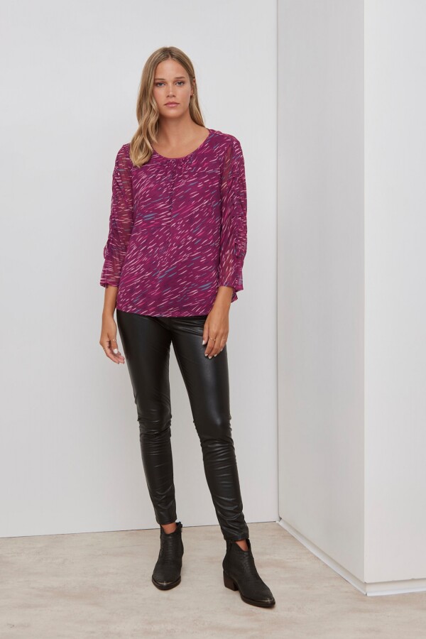 Blusa Tul Print BORDEAUX/MULTI