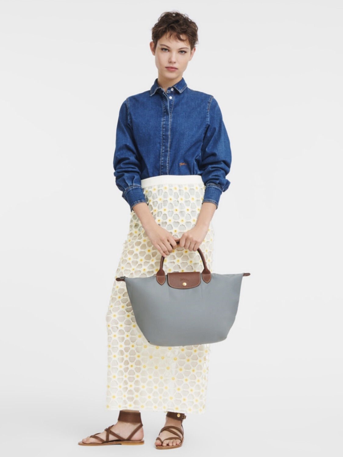 LONGCHAMP - Le Pliage Original Cartera de mano M Gris