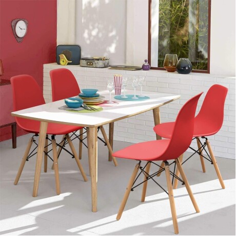 Set 4 Sillas Diseño Eames para Comedor Living Dormitorio Rojo