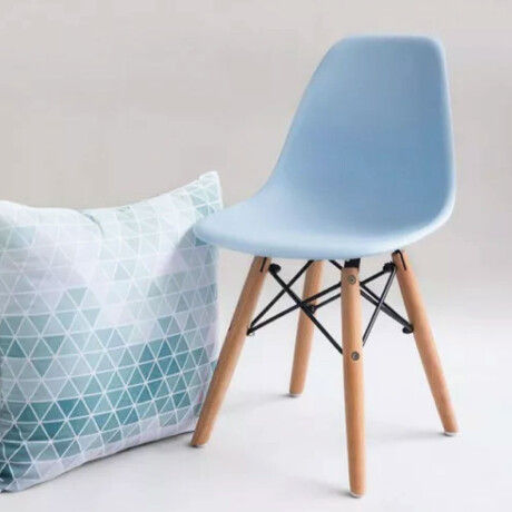 Eames DKR Base En Madera Infantil Celeste