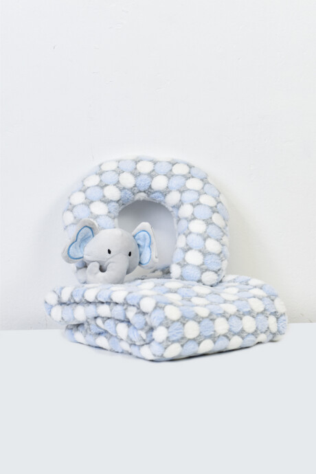 Manta con almohadilla para beb� Elefante Celeste