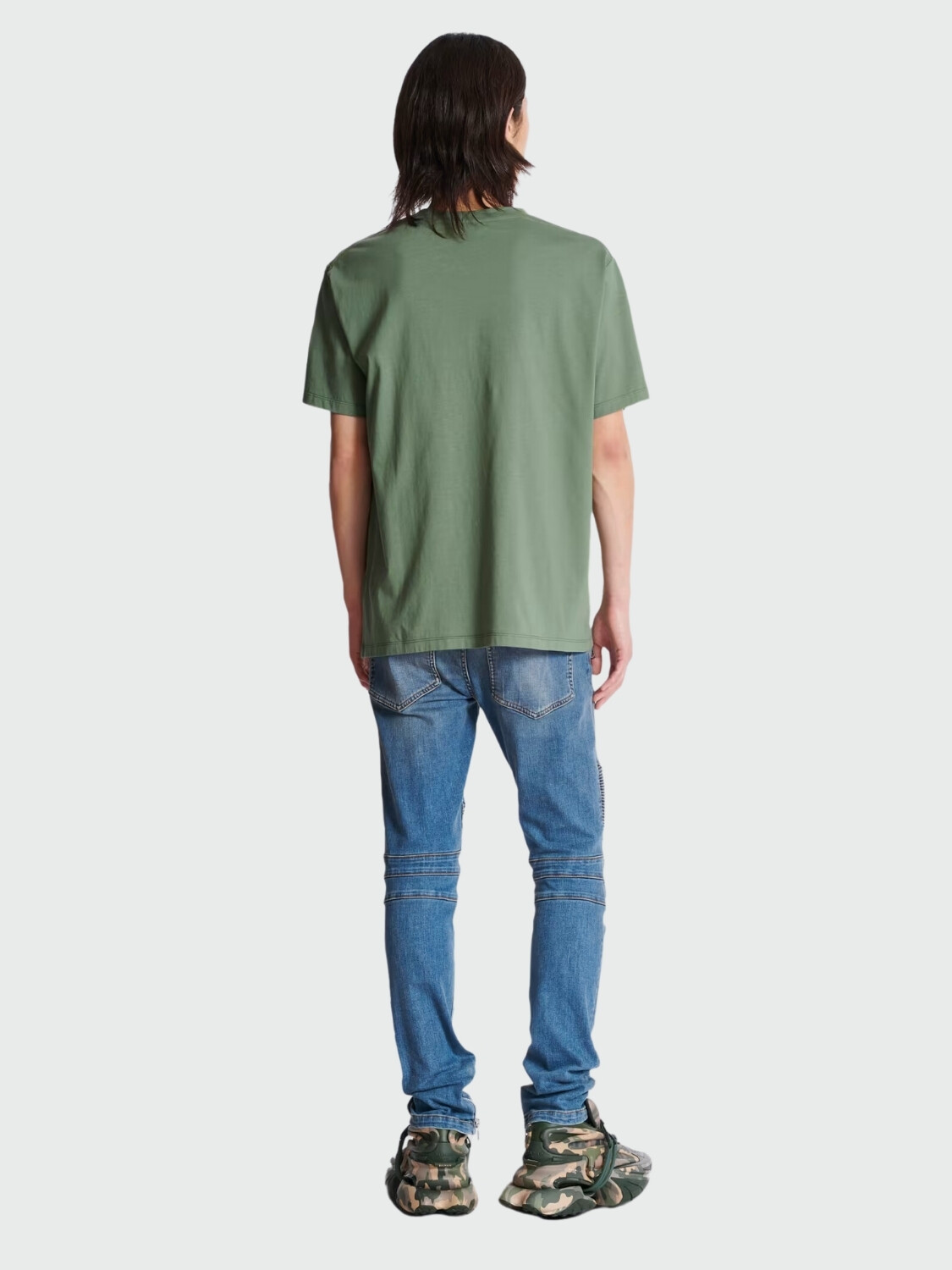 Balmain - Remera de jersey de algodón orgánico estampada Verde