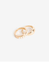 Sets Anillos Perlas Anillo Set Metal Con Perla - Dorado