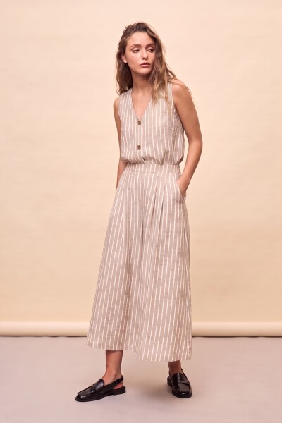 FALDA SARANDI STRIPED Beige Claro