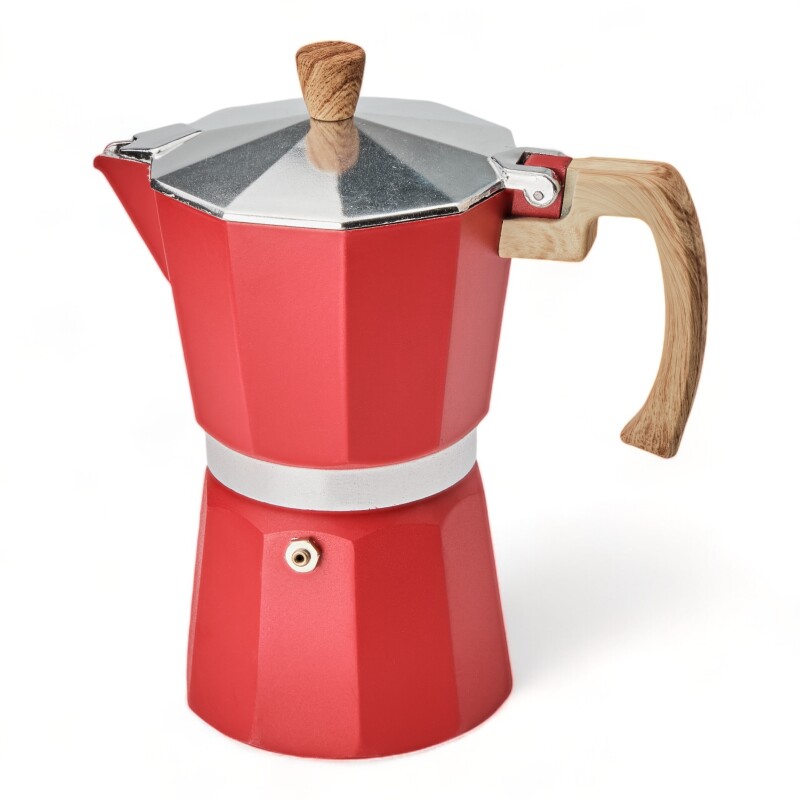 Cafetera Italiana Espresso 6 Tazas Aluminio Rojo