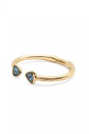 PULSERA RÍGIDA FINA DE ALEACIÓN DE METALES BAÑADA EN ORO 18K CON DOS CRISTALES FACETADOS MULTICOLOR Pulsera