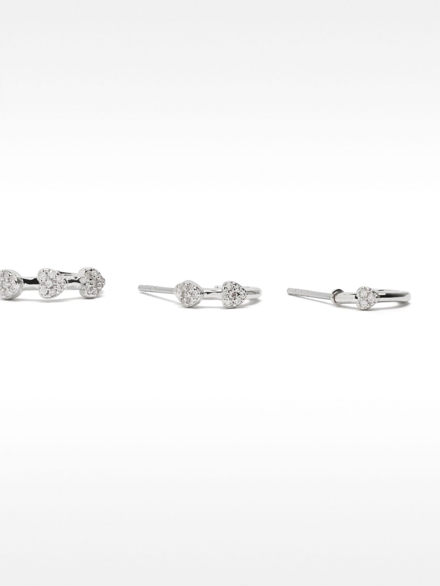 Set De Aros Con Circonitas plateado