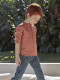 Camisa De Lino Cuello Mao Coral Claro
