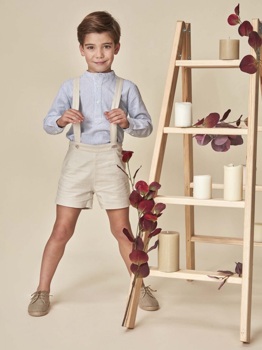 Pantalon Corto Con Tirantes Piedra