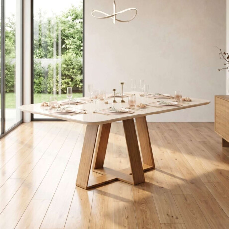 Juego De Comedor 6 Sillas + Mesa Vidrio Celeste Beige - Gris