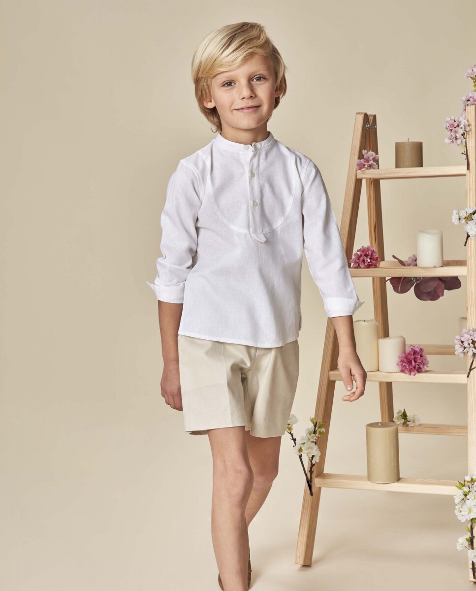 Pantalon Corto De Lino - Piedra 