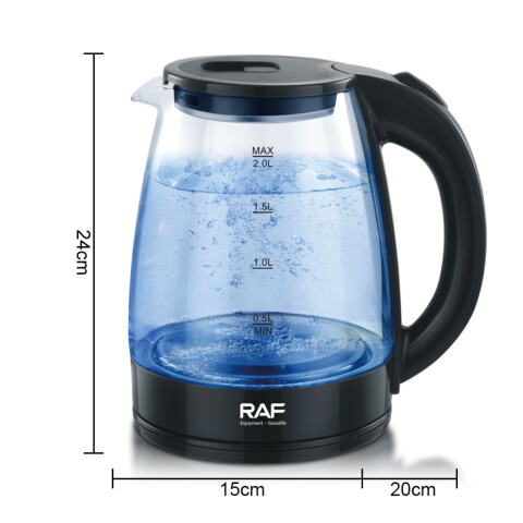 Jarra Hervidor De Agua Eléctrica En Vidrio 2 Litros 1500w R.7201 - Negro Jarra Hervidor De Agua Eléctrica En Vidrio 2 Litros 1500w R.7201 - Negro