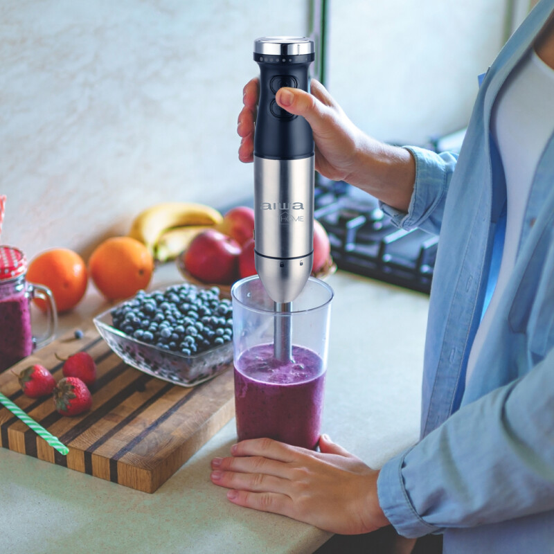 Mixer de Acero Inoxidable AIWA 800W con Picador, Batidor y Vaso | AW-LD5010 Mixer de Acero Inoxidable AIWA 800W con Picador, Batidor y Vaso | AW-LD5010
