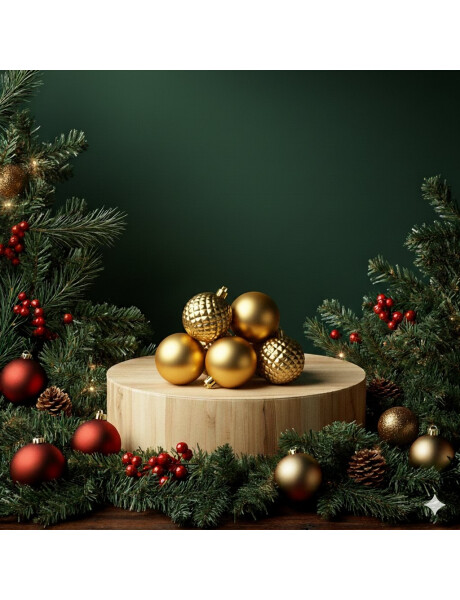 ESFERA COMBINADA RELIEVE DIAMANTE MATE 8CM X 6 UNIDADES ORO ESFERA COMBINADA RELIEVE DIAMANTE MATE 8CM X 6 UNIDADES ORO