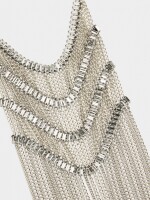 Collar Maxi Largo Con Cristales plateado