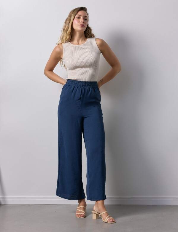 Pantalon Wide Leg Solid AZUL