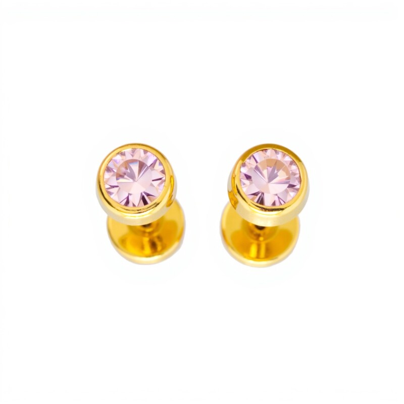 Abridores Punto de luz-Oro 18k-Piedra Zirconia-AB9527 conpiedra