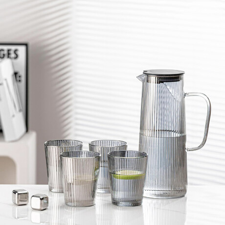 Set de vasos y botella de vidrio con tapa metálica 700ml Transparente