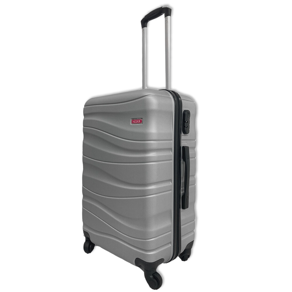 Valija Grande 4 Ruedas Rígida Mango Telescópico Plateado