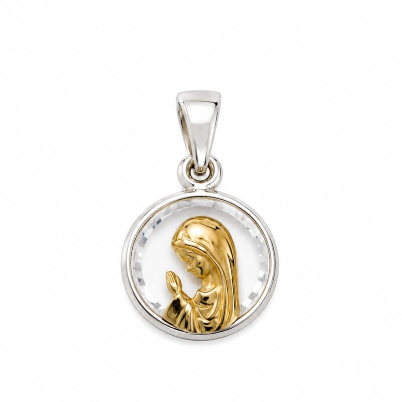 Medalla Virgen con cristal plata y oro Medalla Virgen con cristal plata y oro