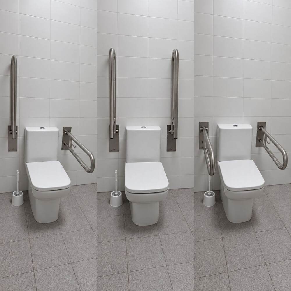 Barra doble rebatible 60cm acero inox con portarrollo Barra Doble Rebatible 60cm Acero Inox Con Portarrollo