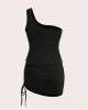 CONJUNTO TOP ASIMETRICO Y FALDA NEGRO Negro