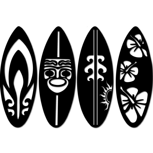 Cuadro Calado Moderno Tablas de Surf en Madera MDF Color Negro Cuadro Calado Moderno Tablas de Surf en Madera MDF Color Negro