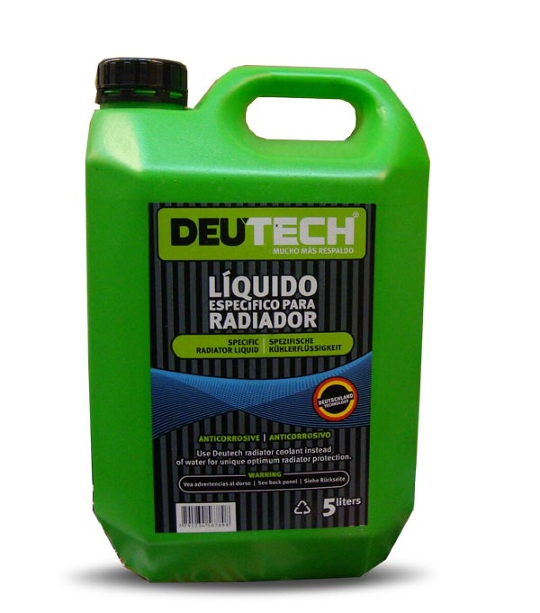 REFRIGERANTE - DESMINERALIZADO VERDE PARA RADIADOR 5 LTS. DEU-TECH 