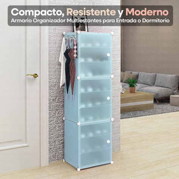 Armario Organizador de Zapatos IMBACK IBK-PLC007 | 3 Pisos, 3 Puertas Esmeriladas, Compacto y Versátil Azul Armario Organizador de Zapatos IMBACK IBK-PLC007 | 3 Pisos, 3 Puertas Esmeriladas, Compacto y Versátil Azul