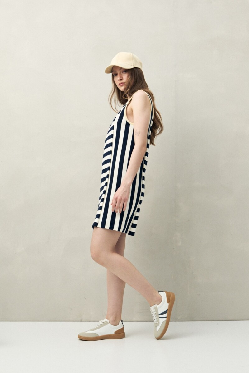 VESTIDO TESSA Blanco/Azul