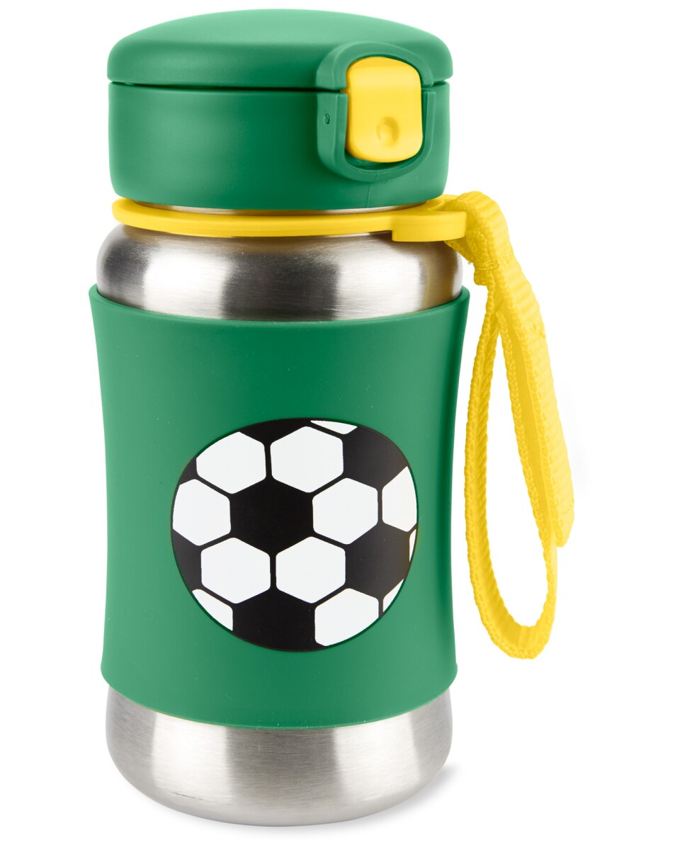 Botella acero inoxidable con sorbito, diseño fútbol 