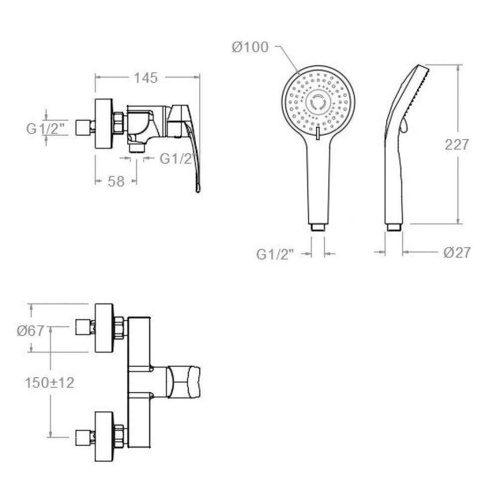 GRIFERÍA DE DUCHA MODELO NEW FLY NEGRO MATE RAMON SOLER Grifería De Ducha Modelo New Fly Negro Mate Ramon Soler