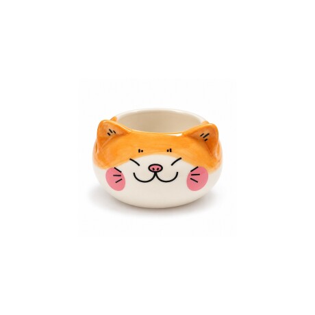 Maceta de cerámica gato naranja Blanco