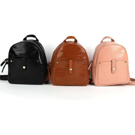 Mochila croco en cuerina Canva Marrón