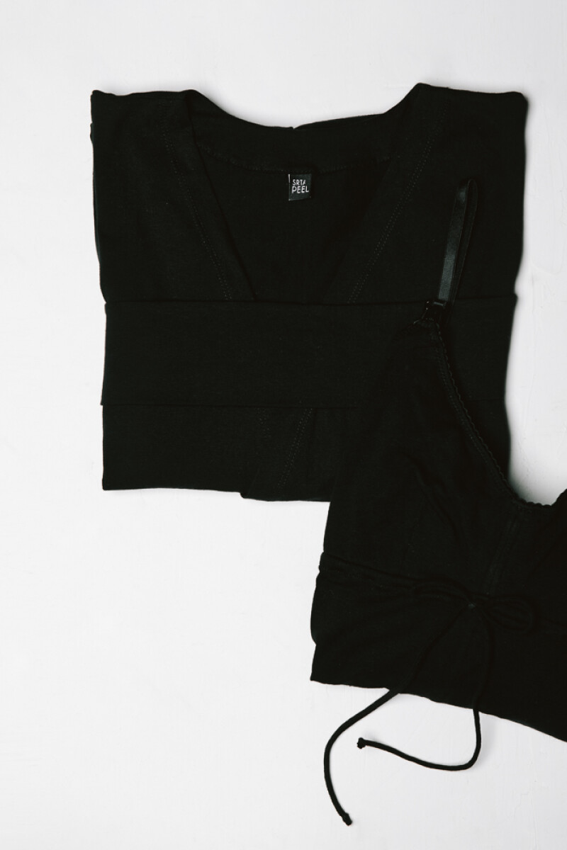 Pack Maternal Aurora – Camisón de Algodón + Bata | Hecho en Uruguay Negro