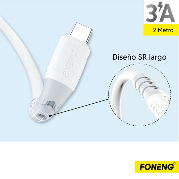 Cable De Datos De Carga Rápida Foneng X-66 2 Metros CABLE FONENG X66 MICRO USB 2MT 3A