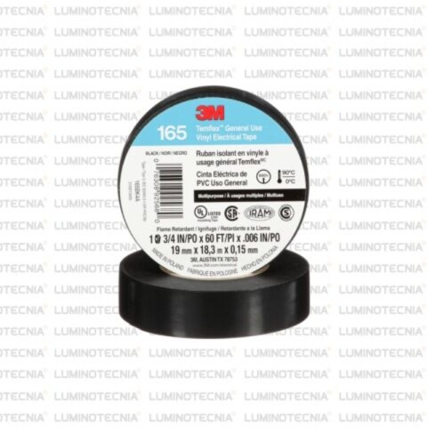 CINTA AISLADORA TEMFLEX 165 19MM X 18M X 0,15MM 90° NEGRO 3M CINTA AISLADORA TEMFLEX 165 19MM X 18M X 0,15MM 90° NEGRO 3M