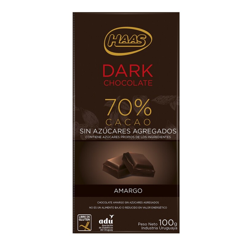 Haas Tableta Chocolate Amargo S/azucar 100 Grs. Haas Tableta Chocolate Amargo S/azucar 100 Grs.