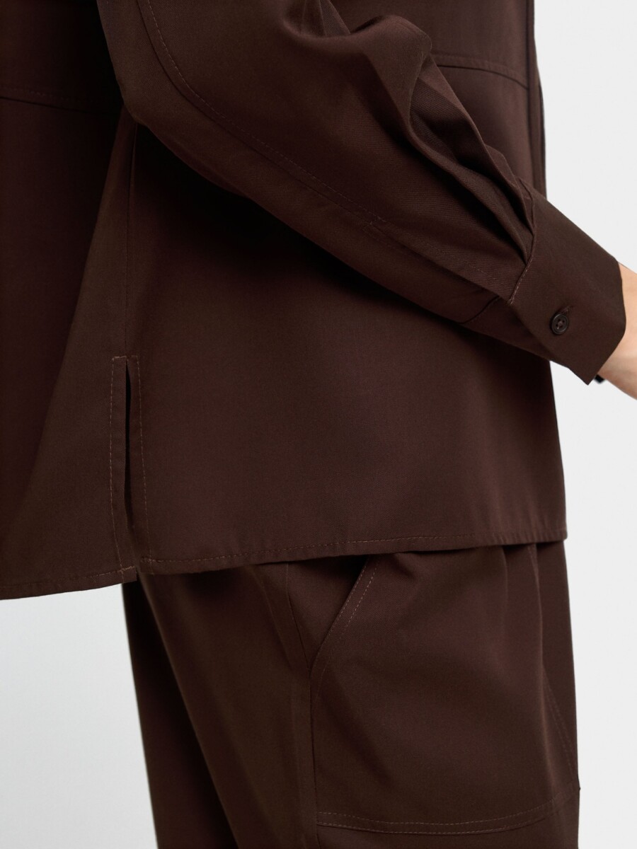 Pantalón Con Cintura Elástica Y Bolsillos marron