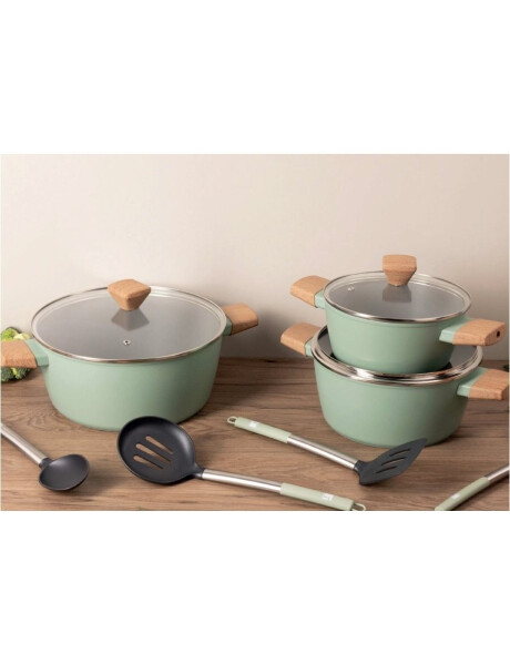 OLLA 28CM C/TAPA VIDRIO ALUM FORJ HUERTO VERDE BG OLLA 28CM C/TAPA VIDRIO ALUM FORJ HUERTO VERDE BG