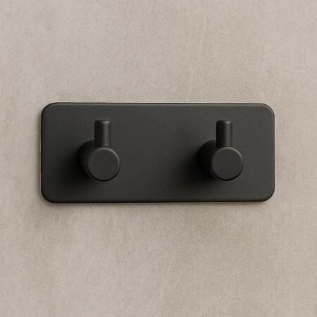 PERCHERO NEGRO 2 GANCHOIS AUTOADHESIVO PERCHERO NEGRO 2 GANCHOIS AUTOADHESIVO