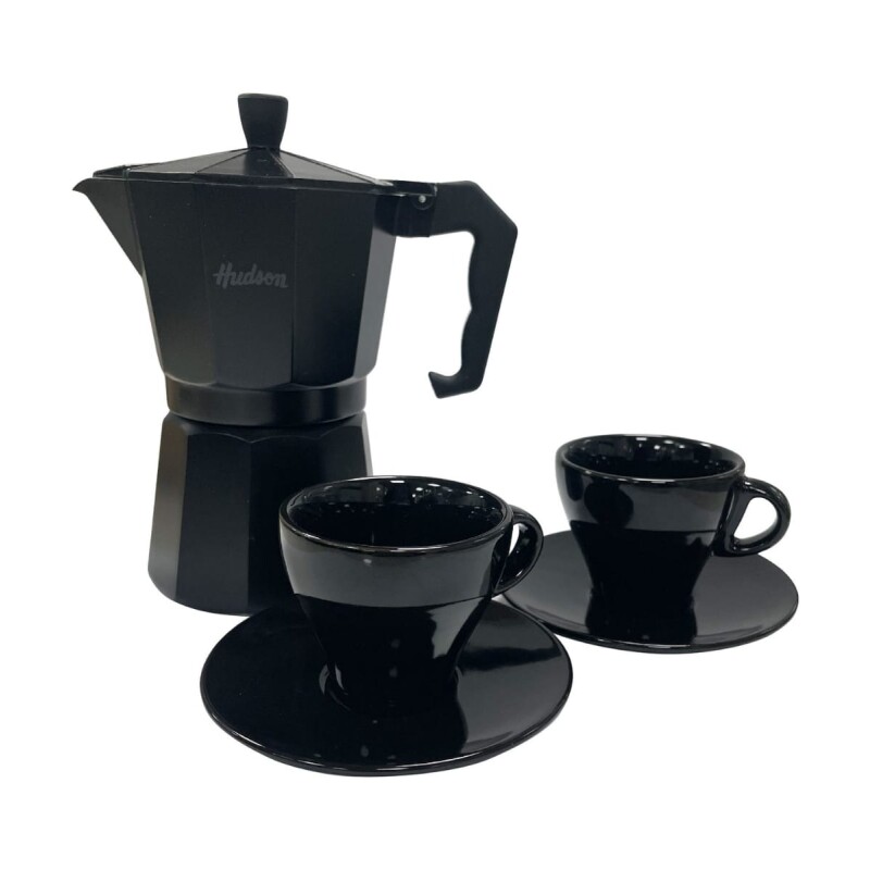 SET CAFETERA ITALIANA + 2 POCILLOS NEGROS SET CAFETERA ITALIANA + 2 POCILLOS NEGROS