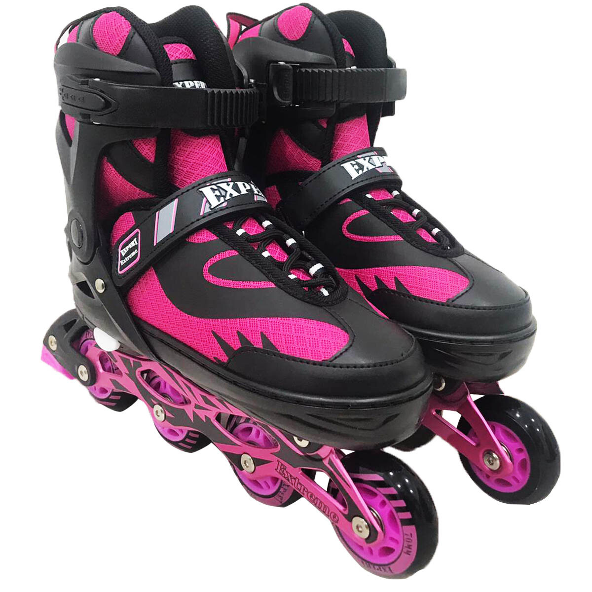 Patín Rollers Profesional Aluminio Extensible Abec7 - Negro / Fucsia 