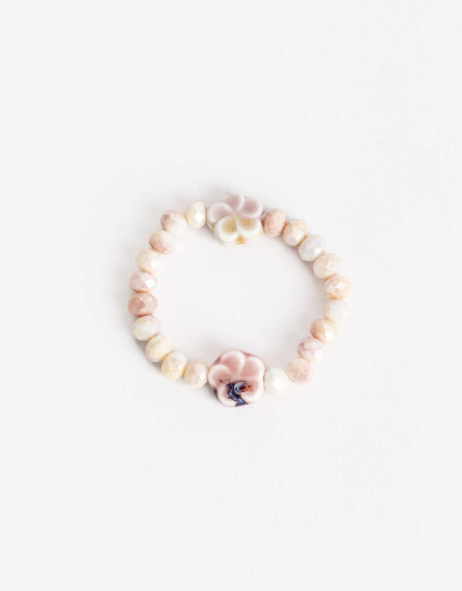 Pulsera Elástica Beads Y Dijes Para Niñas - Rosa Bebe 