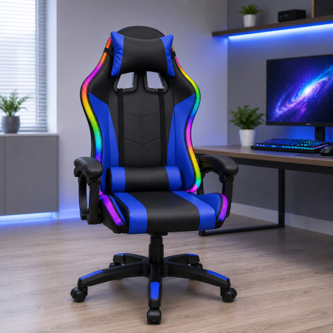 Silla Gamer Dw388 Luz Rgb Rreclinable SILLA GAMER DW388 POSAPIE LUZ RGB